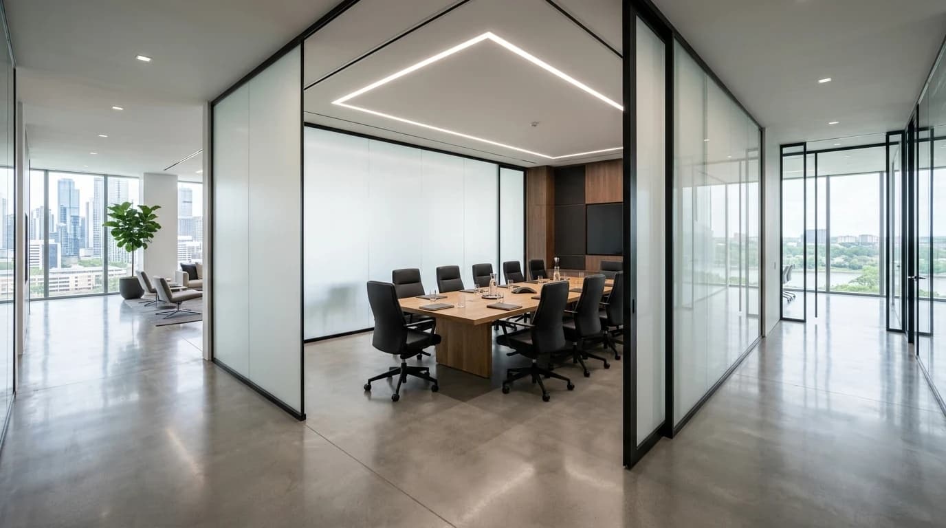 Board Room interior fitted with switchable smart film